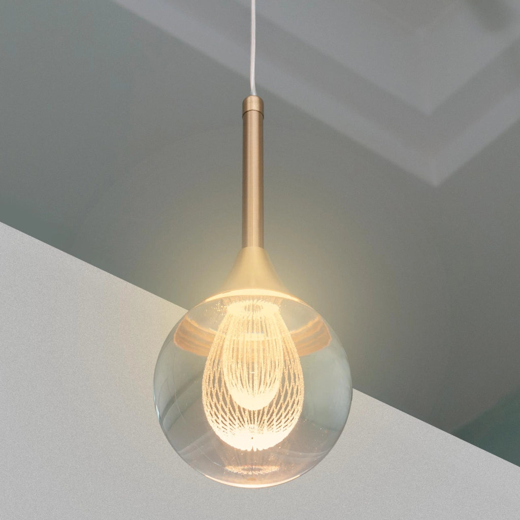 Lampadario moderno Led 5W sfera globo lampada dorata sospensione decorativa pendente luce cucina camera letto 230V 6000K