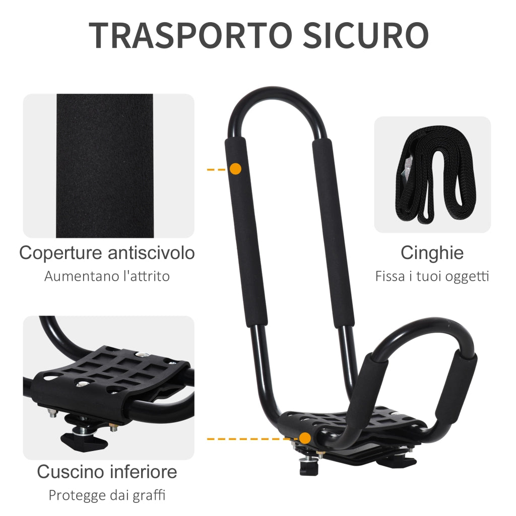 Set 2 Staffe Porta Kayak Universali ¨C Zephmum ¨C Nero, 46x16.5x47cm