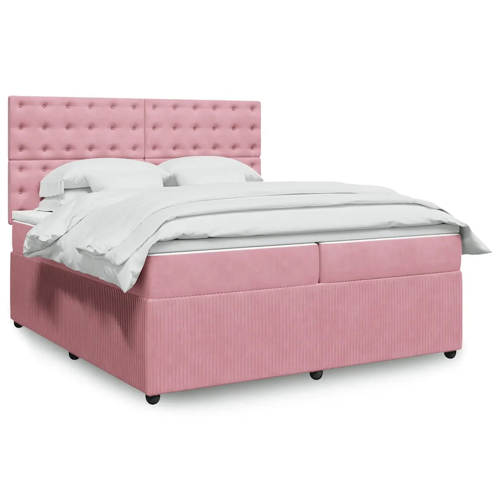 Giroletto a Molle con Materasso Rosa 200x200 cm in Velluto 3292447