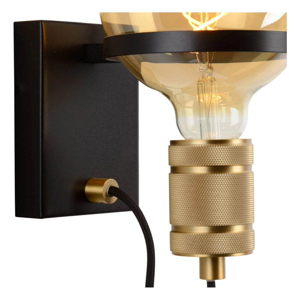 Applique Lucide Ottelien E27 60W nero ottone acciaio
