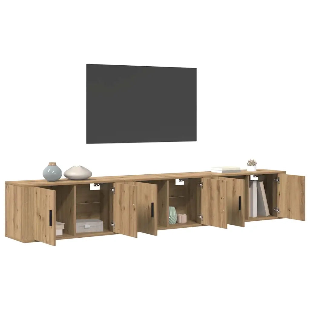 Set Mobile TV da Parete 3 pz-Set di 3 Credenza per TV Rovere artigianale 843902