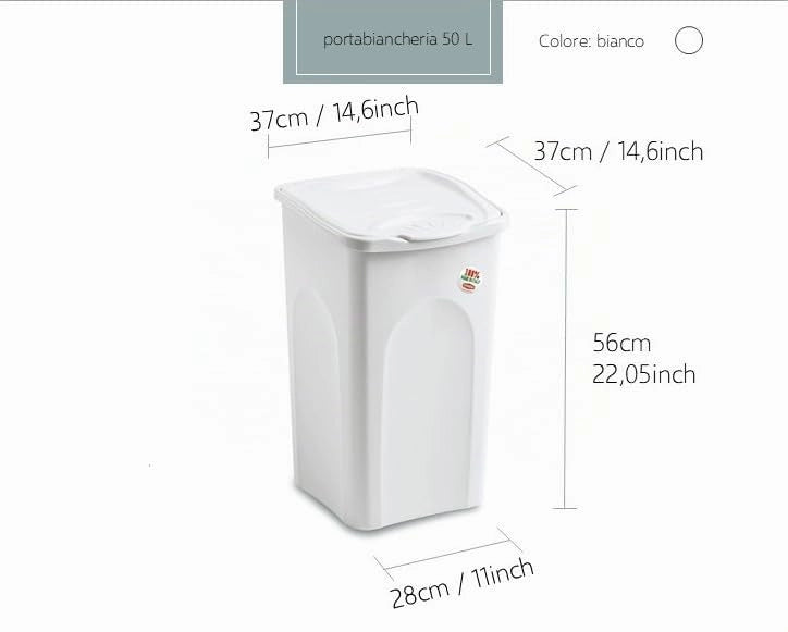 Portabiancheria Primavera Chiuso Bianco L 50 cm 37 x 37X56 H Stefanplast