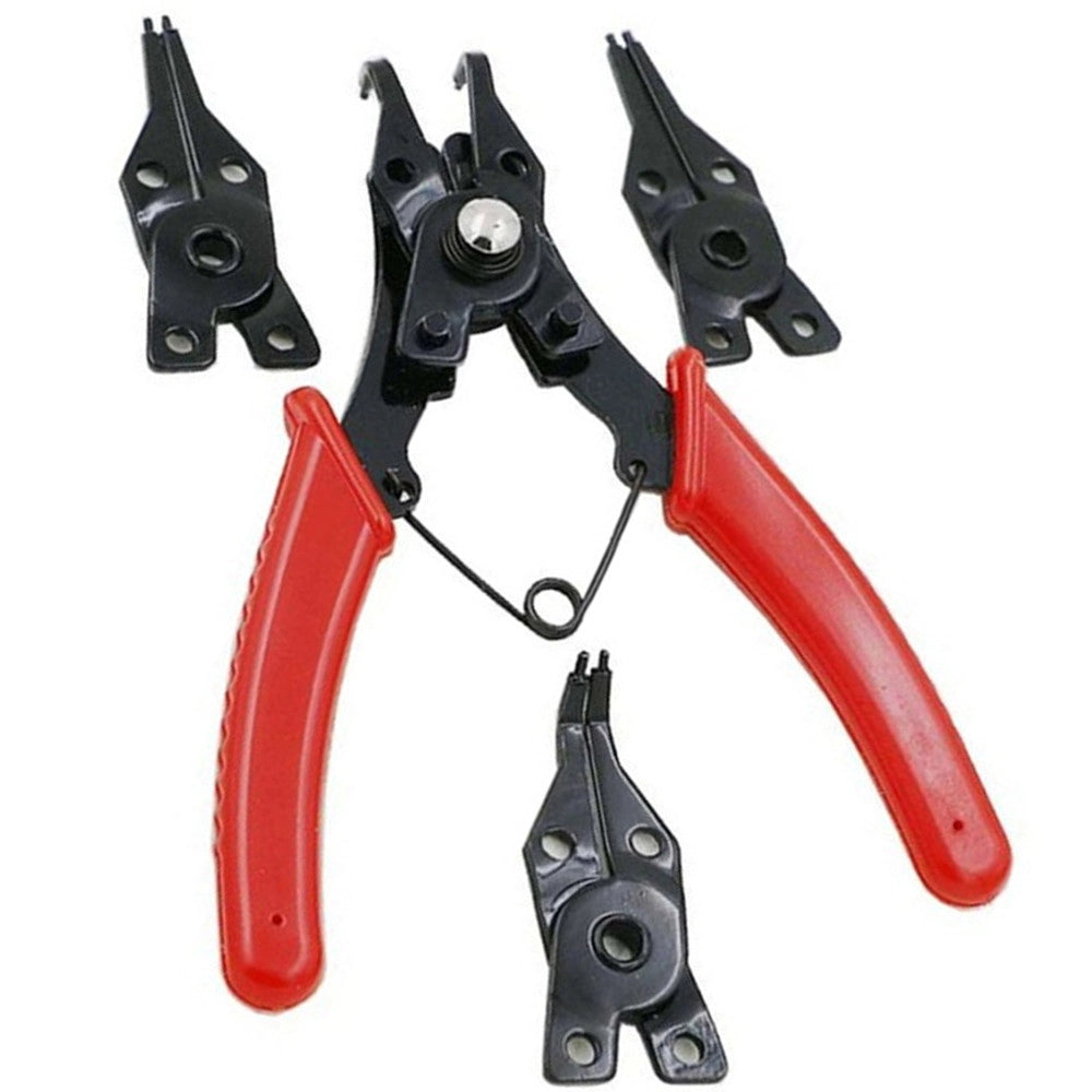 Trade Shop - Pinza Seeger Per Fermi Apri Anelli Elastici Interni Esterni Kit Set 4 Teste -
