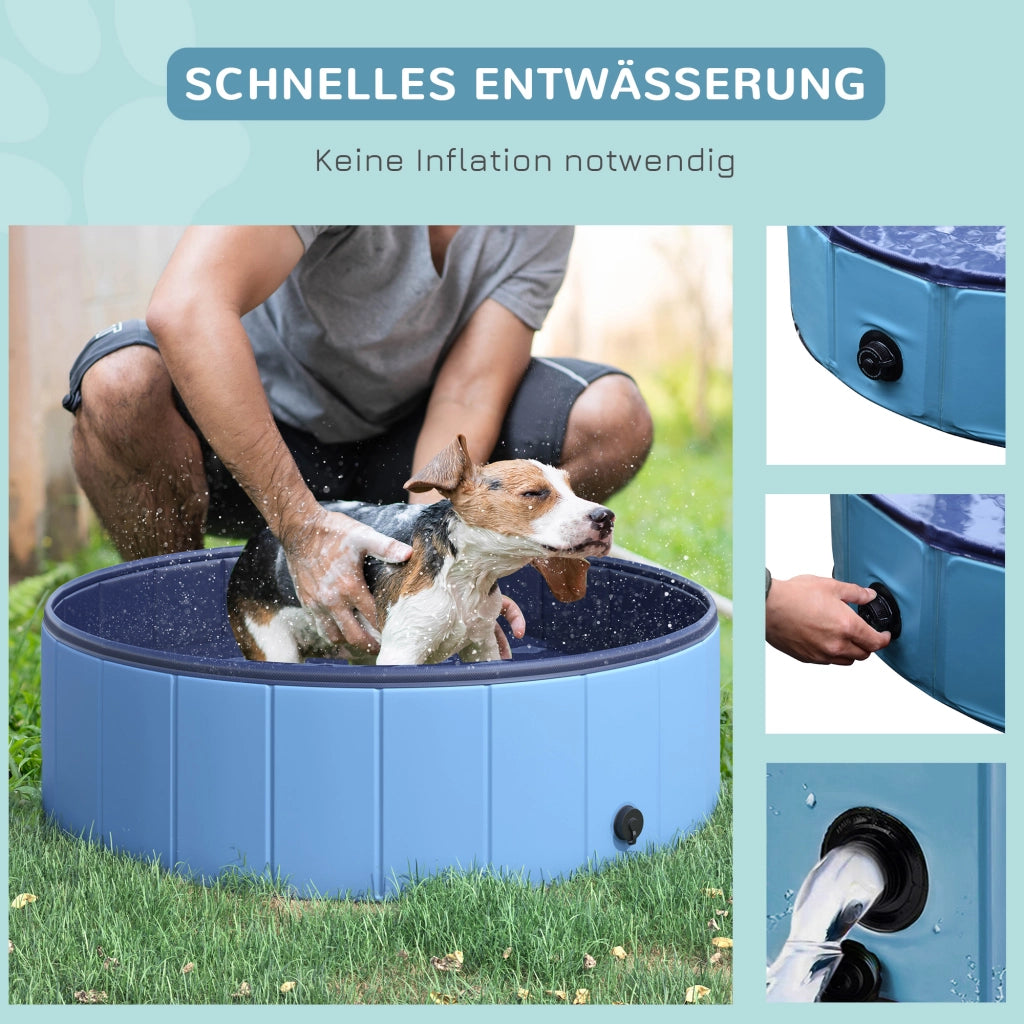 Vasca da bagno per cani e gatti pieghevole ¨C zephmum ¨C Blu, legno, plastica, ?100x30 cm