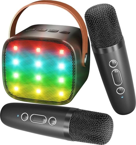 Impianto Karaoke - Macchina Karaoke Microfono Giocare Bluetooth Macchine Karaoke per Bambini e Adulti Riproduttore Karaoke Caricabile Giocattoli Elettronici per Bambini - Nero