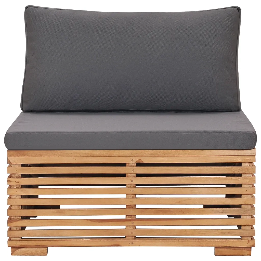 Divano Centrale da Giardino con Cuscino Grigio Massello di Teak cod mxl 67981