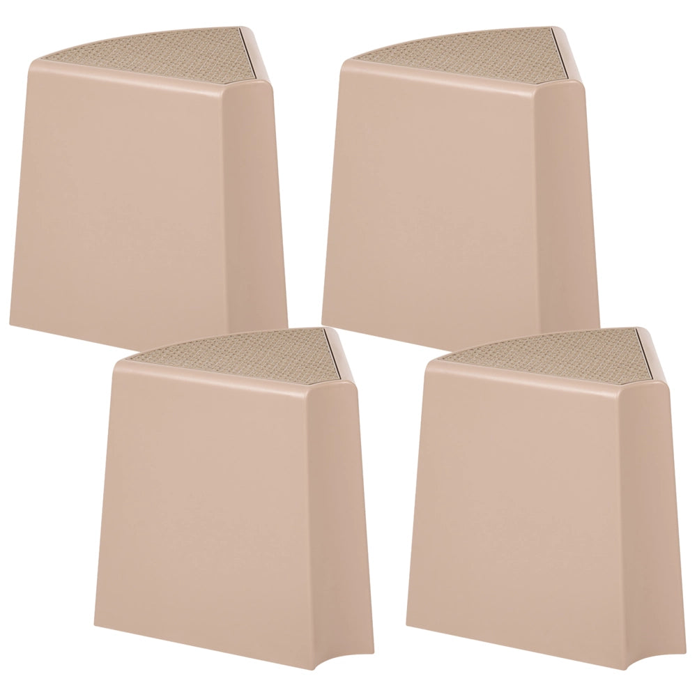 Set da 4 sgabelli da giardino in materiale sintetico beige sedute aggiuntive per patio poggiapiedi impilabili
