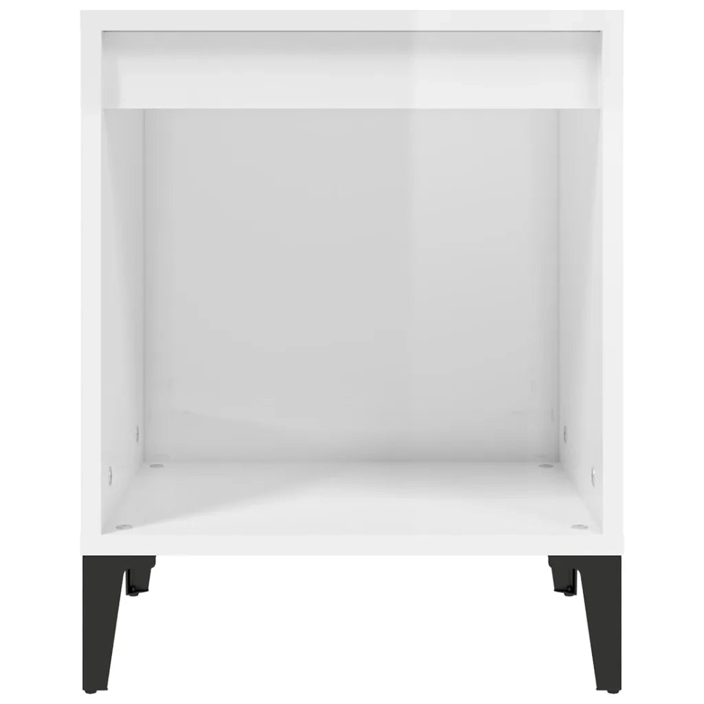 Comodino | Armadio da Notte | Mobiletto da notte Bianco Lucido 40x35x50 cm