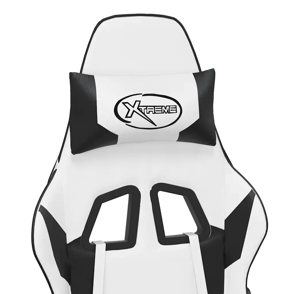 Sedia da Gaming Massaggio Poggiapiedi Bianco e Nero Similpelle cod mxl 61065