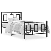 Letto singolo | Letto per adulti | Giroletto con Testiera e Pediera Metallo Nero 90x200 cm