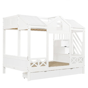 Letto a castello-Xylo-90/140x200cm 2 cassetti armadio 4 scomparti pino+MDF