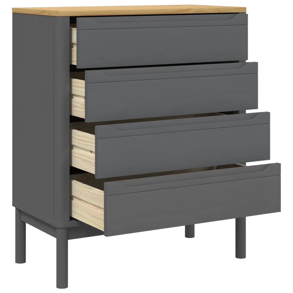 Cassettiera FLORO Grigia in Legno Massello di Pino 374010
