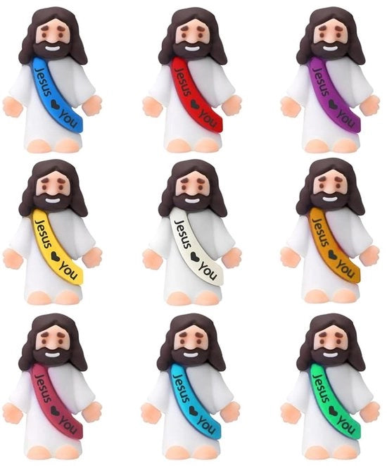 Mini figure religiose 9 pezzi - Giocattoli religiosi - Feste religiose - Scuola domenicale - Attività manuali - Regali per il battesimo (3 x 1,5 x 3,5 cm)