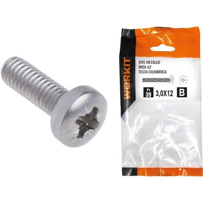 VITE METALLO TC INOX A2 SELF WORKIT - CAVA PH FILETTO INTERO MM 4X40 CF=PZ 12- 5 confezioni