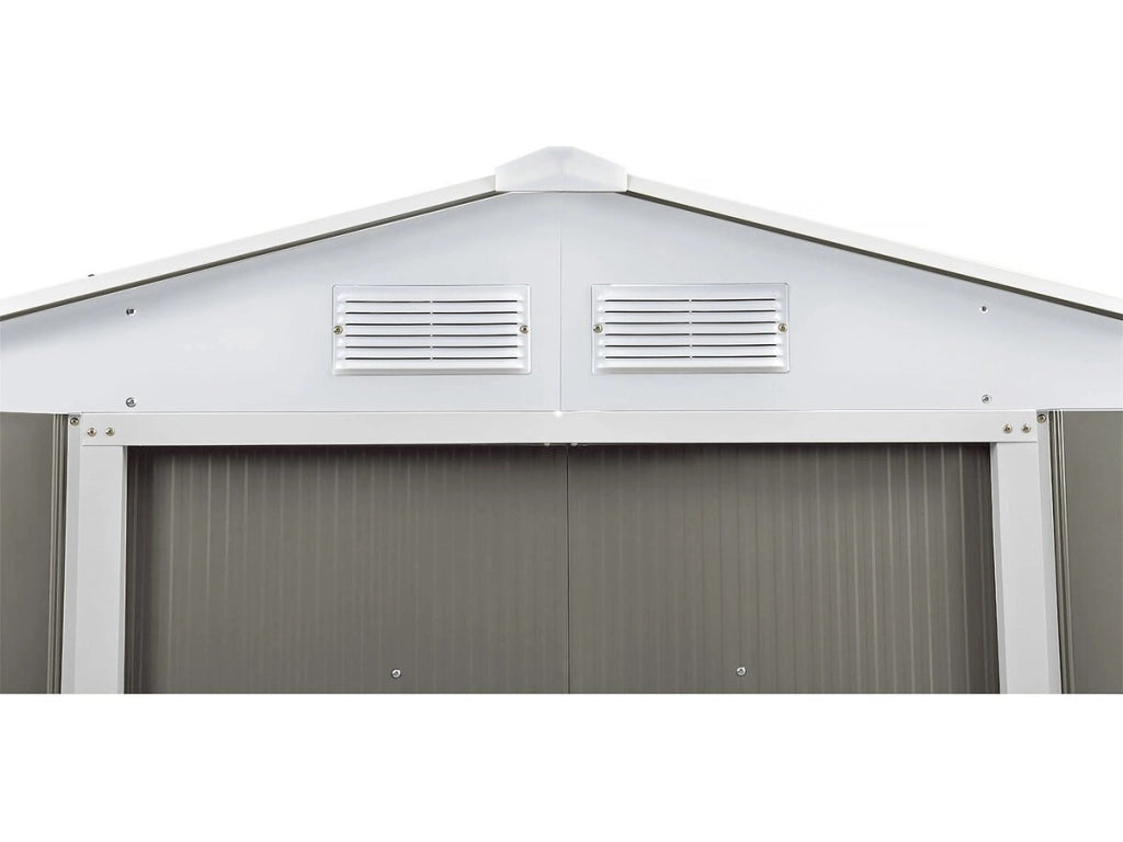 Capanno da giardino in metallo "Dallas" - 15,16 m² con grondaia e serbatoio per il recupero dell'acqua