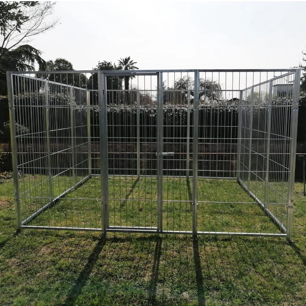 Recinto solo perimetro in rete modulare per cani da 3x3 metri zincatura elettrolitica