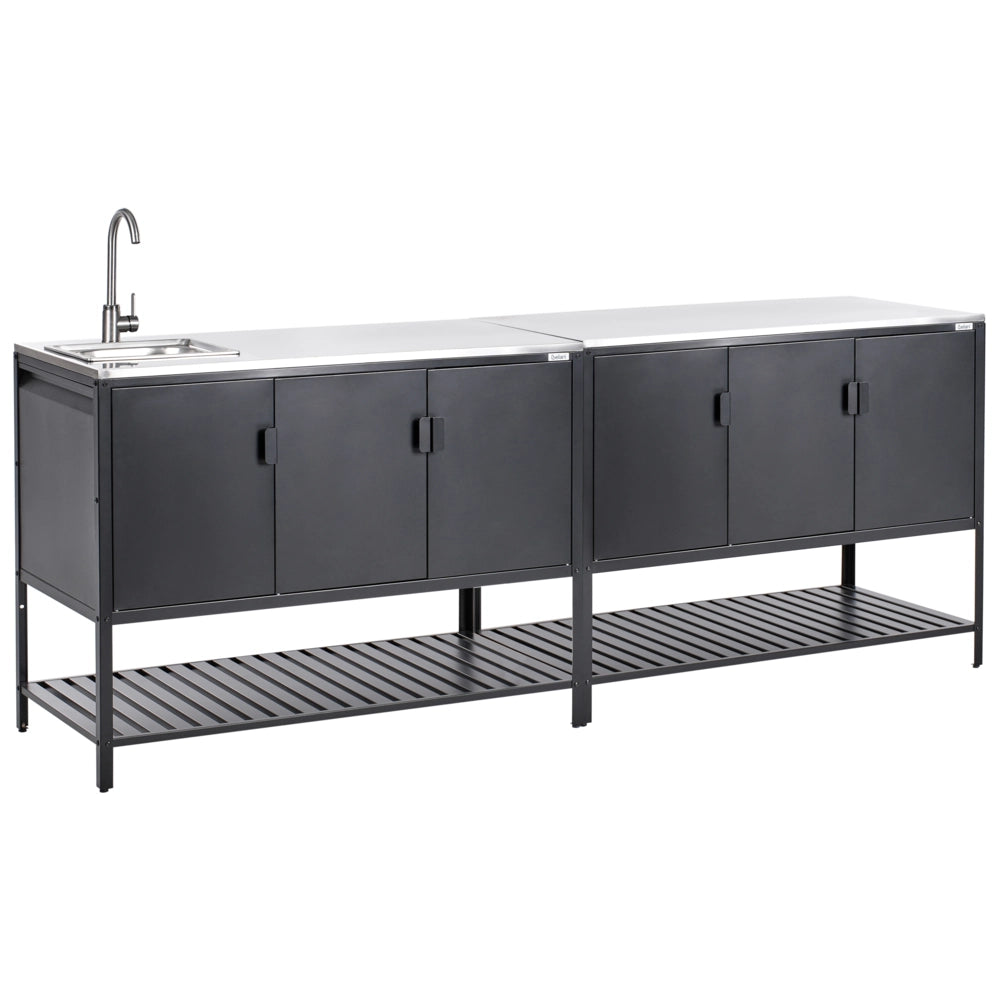 Armadio da giardino in acciaio a 3 ante con piano in acciaio inox nero giardino cucina esterno
