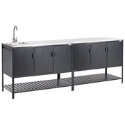 Armadio da giardino in acciaio a 3 ante con piano in acciaio inox nero giardino cucina esterno
