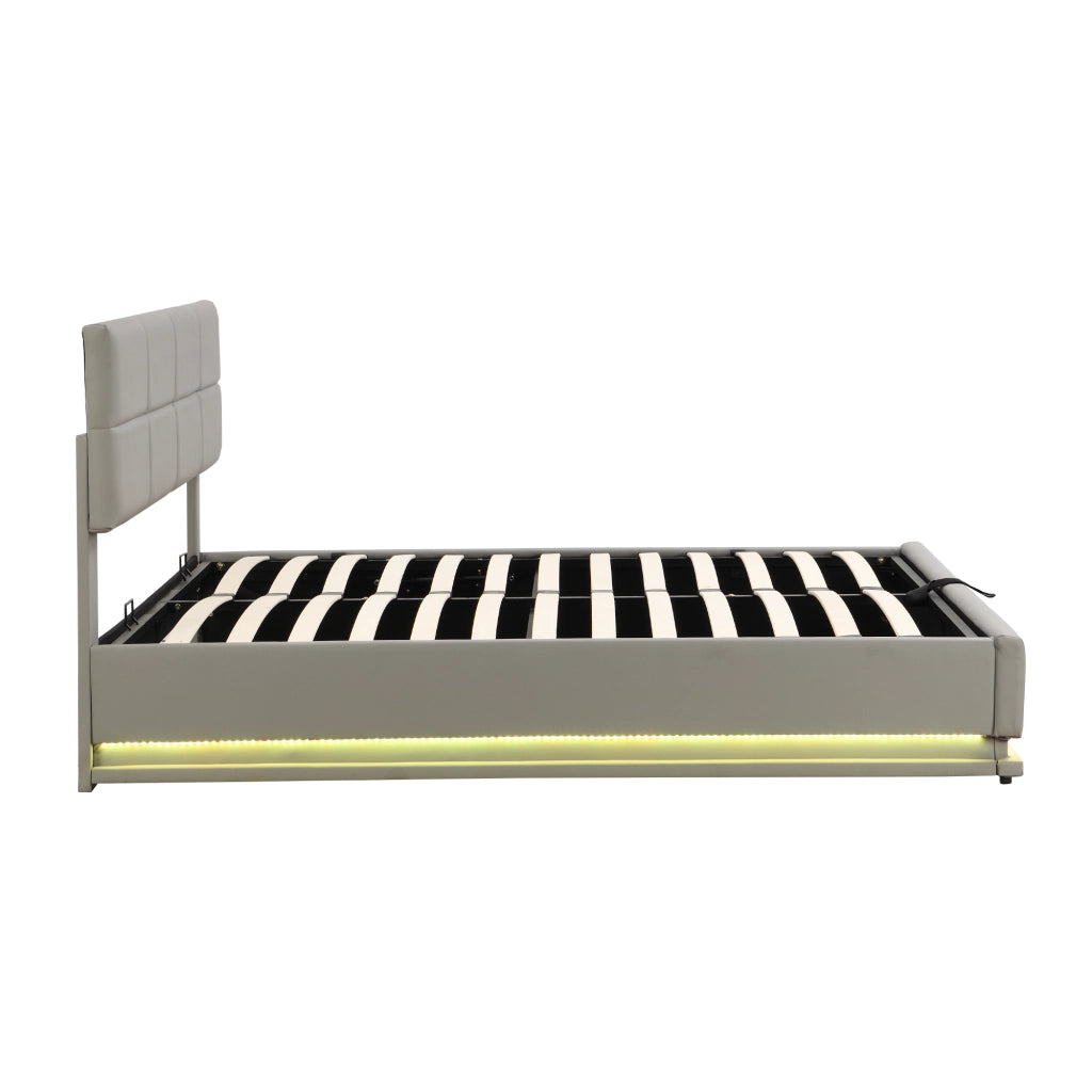 letto imbottito in ecopelle grigio cemento 180 x 200 cm