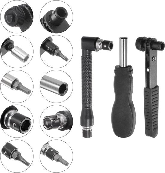 Set di espansioni per foratura flessibile, inclusa chiave a spina da 24 pezzi per elettronica con asta di estensione da 300 mm.
