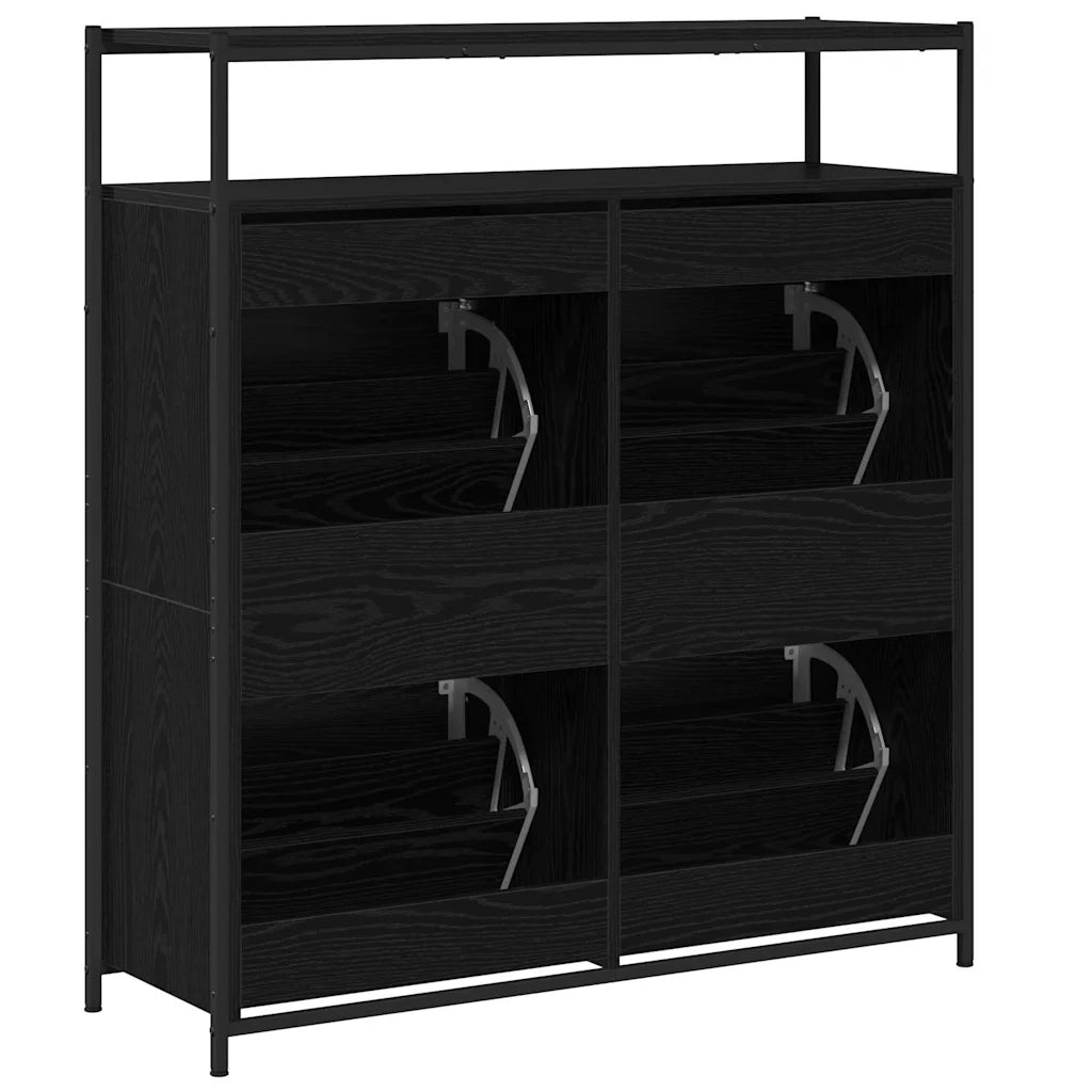 Mobile per scarpe con lo scaffale-Scarpiera Rovere Nero 100 x 34 x 112 cm