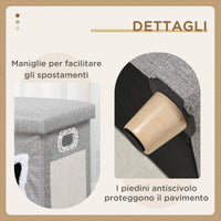 Cuccia a Casetta per Gatti 35,5x35,5x42,5 cm con Tiragraffi in MDF e Poliestere Crema e Grigio