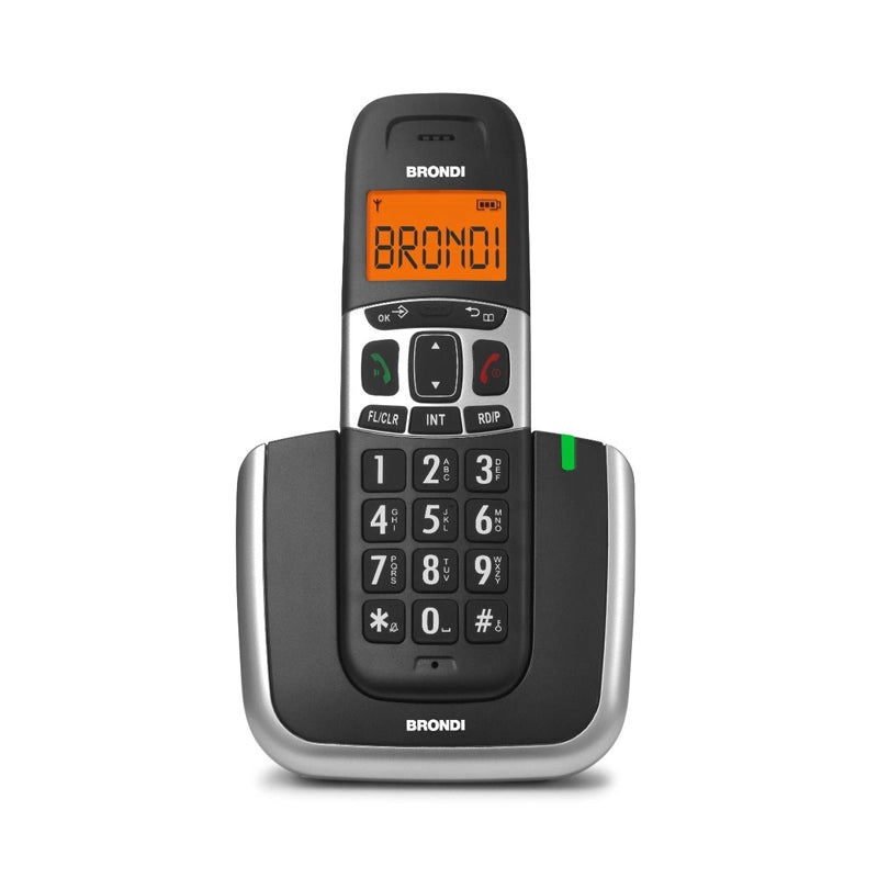 BRONDI BRAVO PLATINUM (NERO) - TELEFONO CORDLESS SINGOLO - TASTI GRANDI - VIVAVOCE
