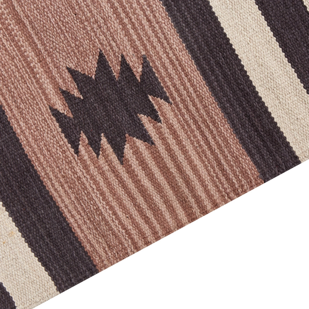 Tappeto kilim in cotone marrone e beige 80 x 300 cm trapuntato a mano con nappe geometriche soggiorno camera da letto
