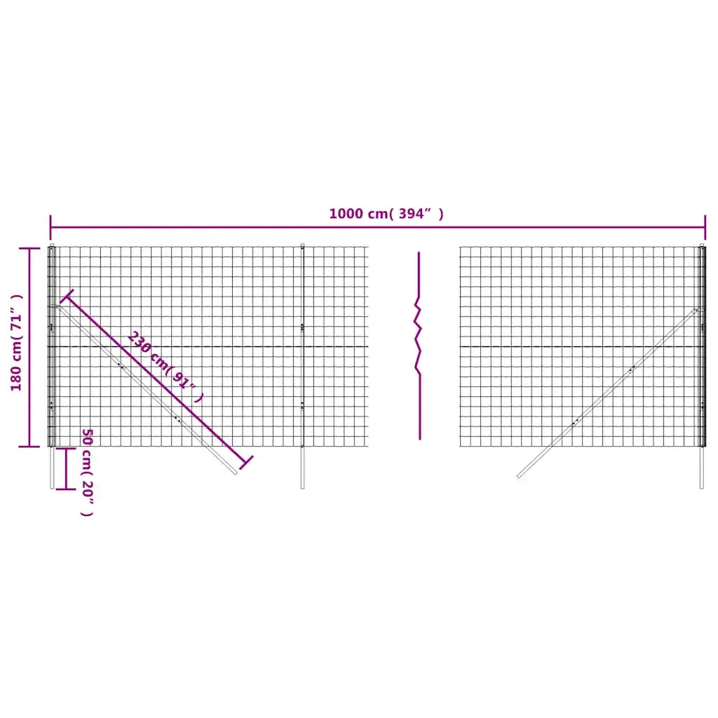 Recinzione Metallica Antracite 1,8x10 m in Acciaio Zincato 154229