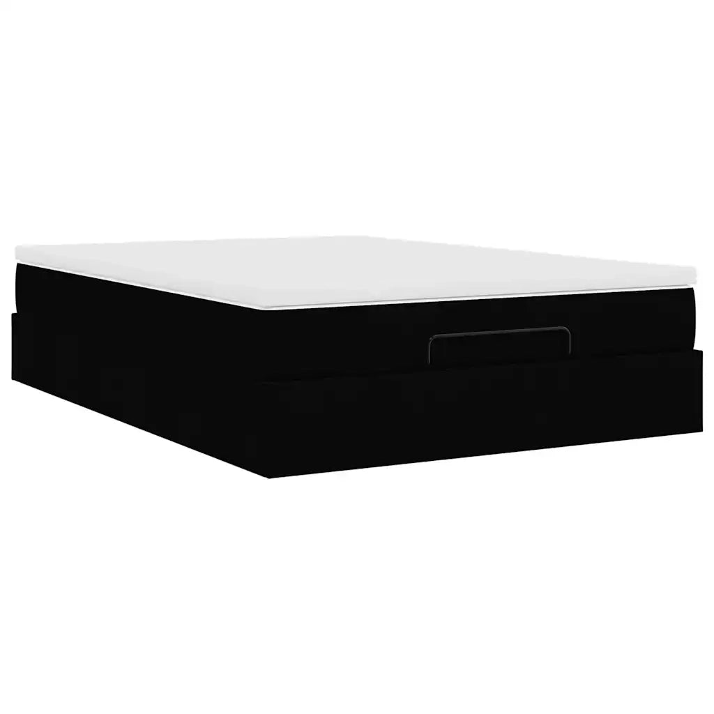 Struttura Letto Pouf con Materasso Nero 140x190 cm in Tessuto 3311108