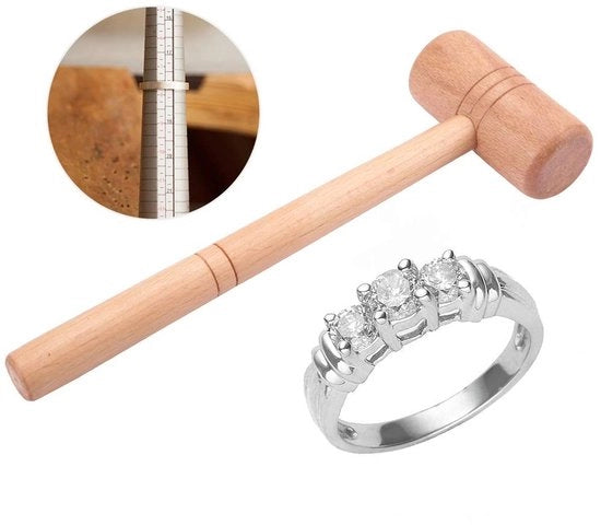 Martello per gioielli in legno - Reparazione/Impatto - Appiattimento/Jagging - 25x8x3,5 cm - 107g Peso