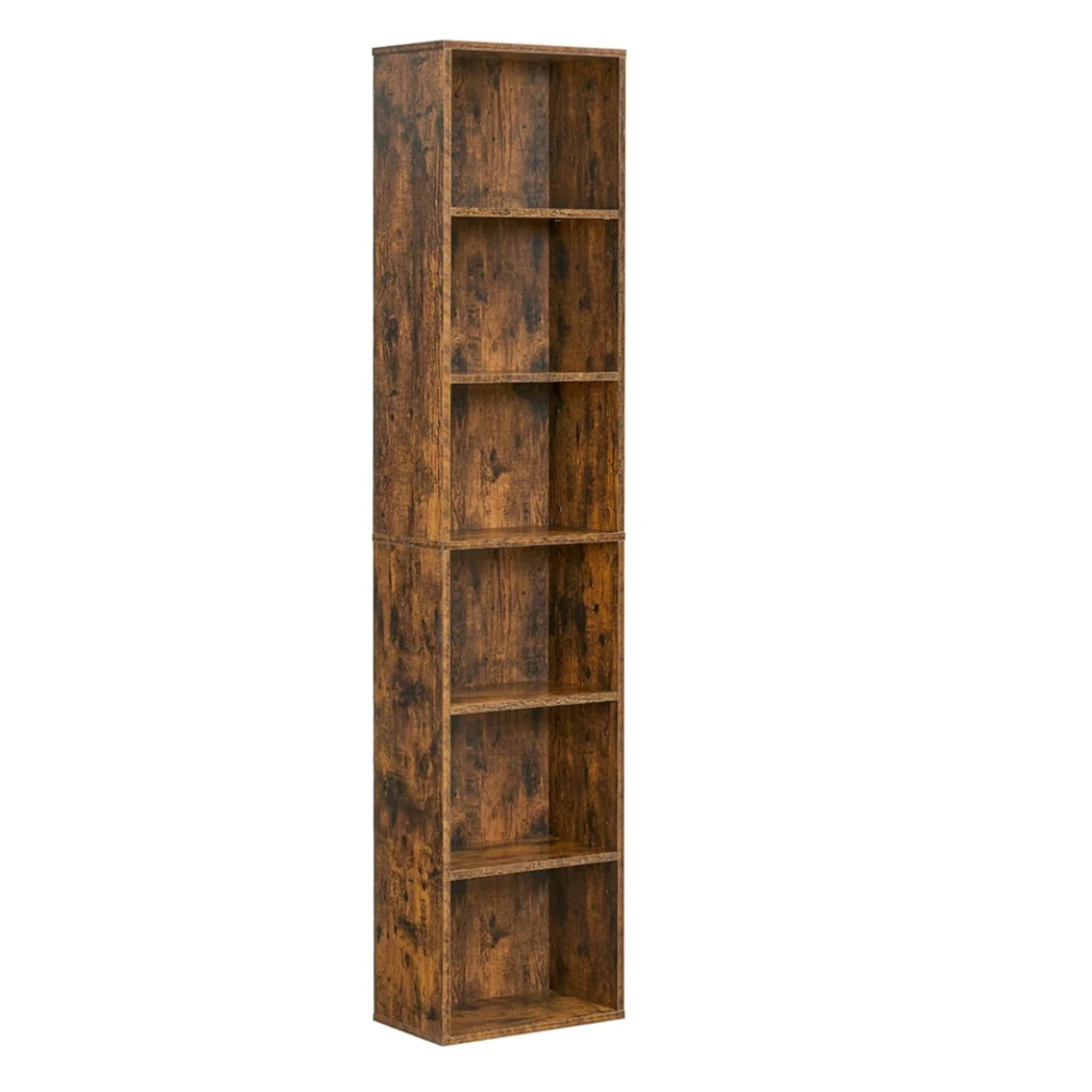 Libreria/mobile contenitore a 6 ripiani per soggiorno ufficio camera da letto stile scandinavo 40 x 24 x 1785 cm marrone rustico 12_0004249