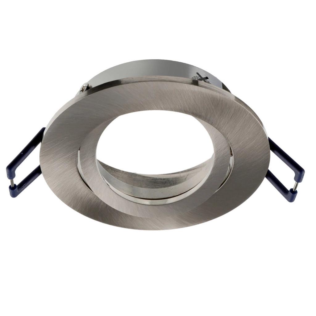 Faretto ad incasso portafaretto alluminio spazzolato tondo foro 70mm moderno orientabile supporto lampade GU10 GU5.3 SPAZZOLATO