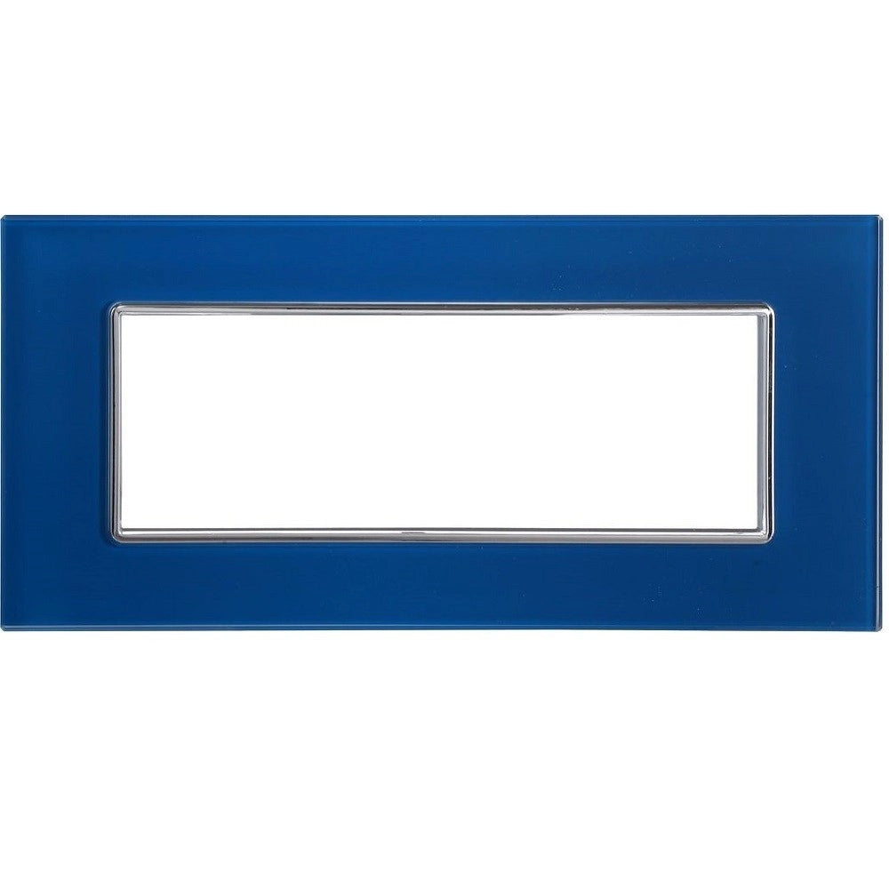 Trade Shop - Placca Cristal 3m 4m 6m Blu Capri Effetto Vetro Compatibile Con Bticino Axolute -
