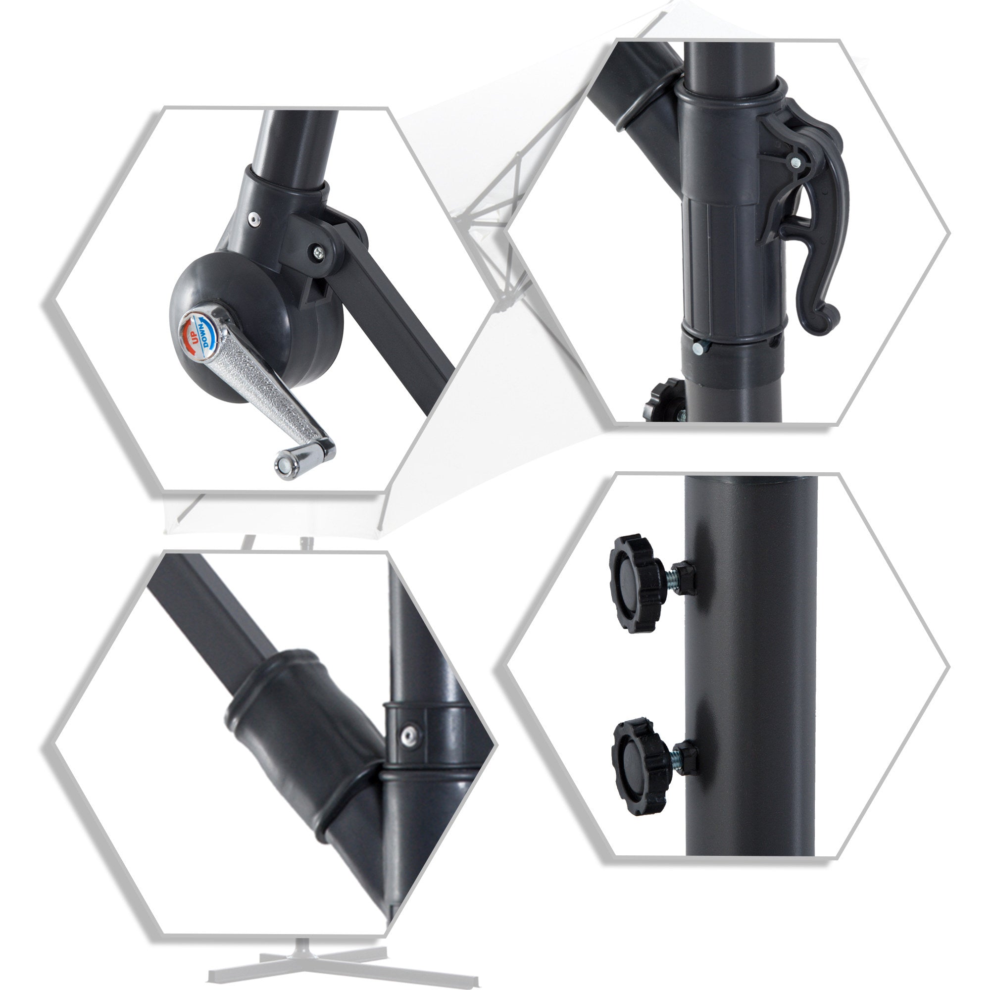 Ombrellone da Giardino Decentrato in Acciaio Ø3m  Bianco