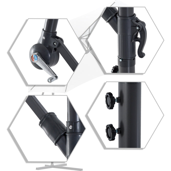 Ombrellone da Giardino Decentrato in Acciaio Ø3m  Bianco