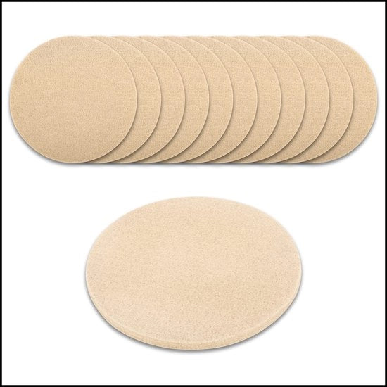 Sostegni per piatti in vetro beige, diametro 10 cm (12 pezzi) - set di sostegni per piatti per protezione contro macchie e graffi - sostegni per piatti in vetro facile da pulire