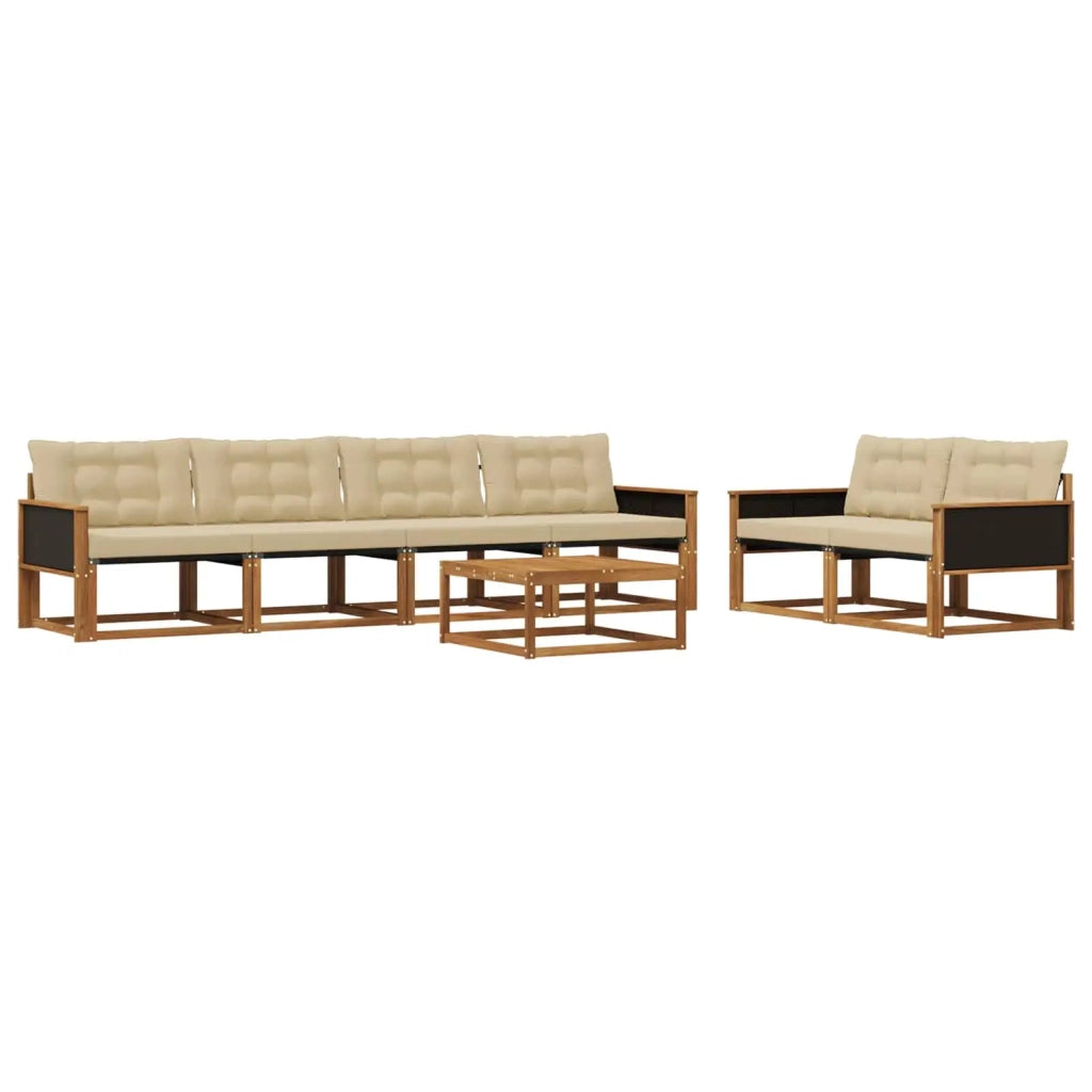 Set di divani da esterno con cuscino 7 pcs Naturale e Beige