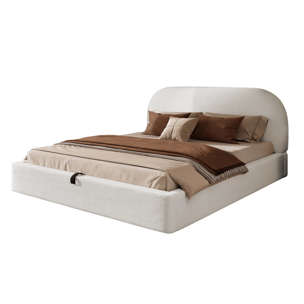 Letti contenitori 180x200 cm; contenitore idraulico; Bouclé beige (Senza materasso)