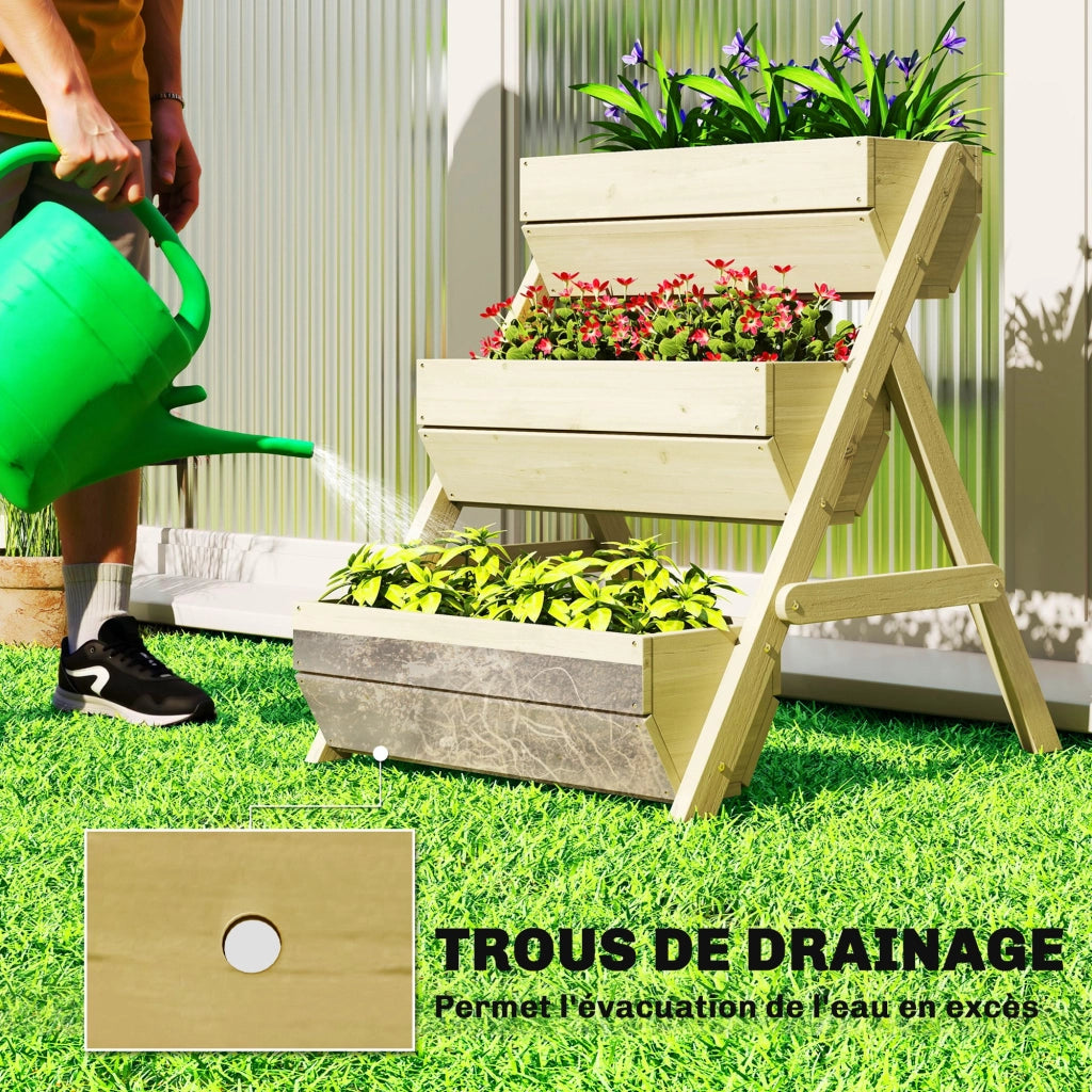 Fioriera Giardino Legno 3 Livelli ¨C Zephmum ¨C Verde 65x75x76cm