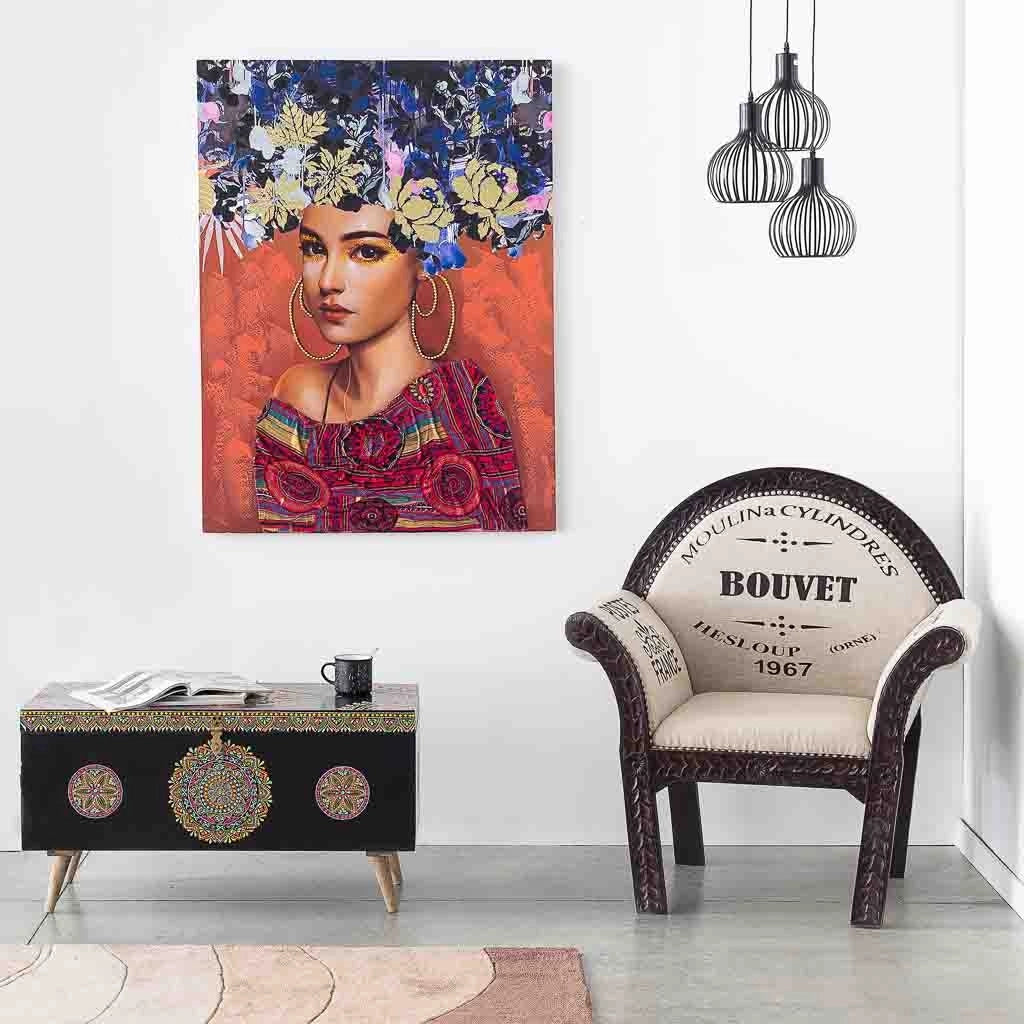 Quadro dipinto a mano con rilievo rosso 90x120x3h