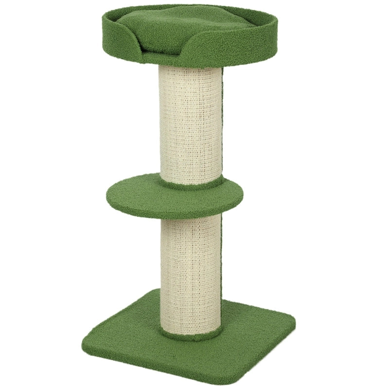 Albero tiragraffi per gatti 91 cm con piattaforma e cuccia, verde