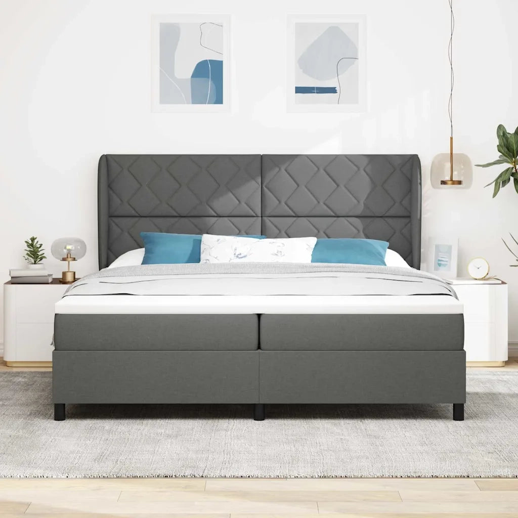 Letto a molle con materasso Grigio scuro 200 x 200 cm Tessuto 3340649