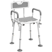 Sgabello da doccia regolabile ¨C zephmum ¨C bianco e grigio 56.5x53.5x87 cm
