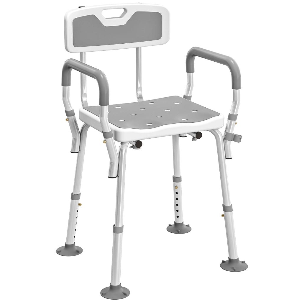 Sgabello da doccia regolabile ¨C zephmum ¨C bianco e grigio 56.5x53.5x87 cm