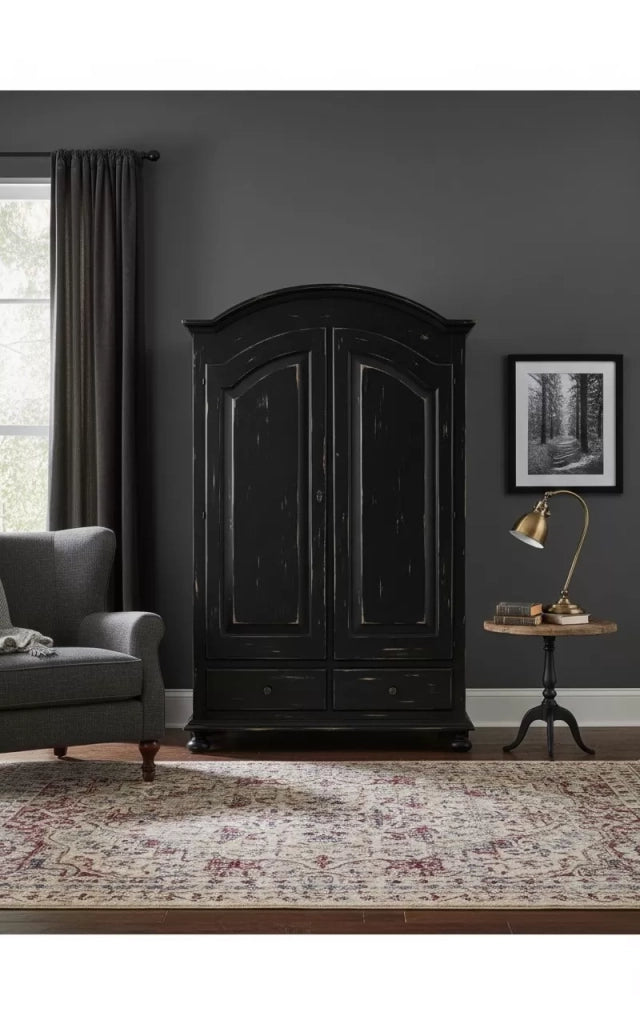 Armadio 2 porte shabby legno nero consumato 125x61x200 - Mobili 2G