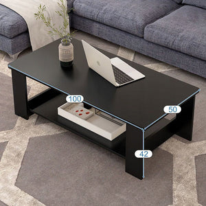 Tavolino da caffè moderno con ripiano, soggiorno grande 100 cm, loft nero