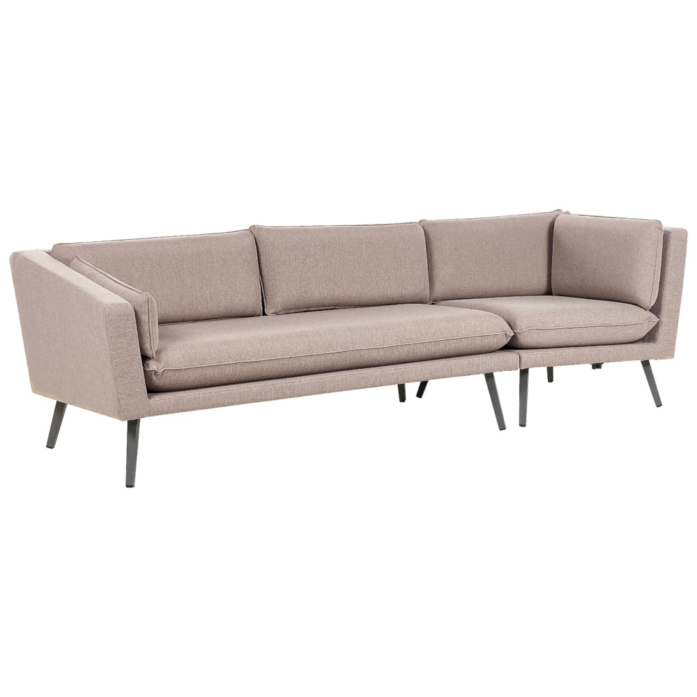 Divano angolare destro da esterno beige Poliestere Rivestito 3 Posti Divano da giardino Resistente all'acqua UV Design Moderno