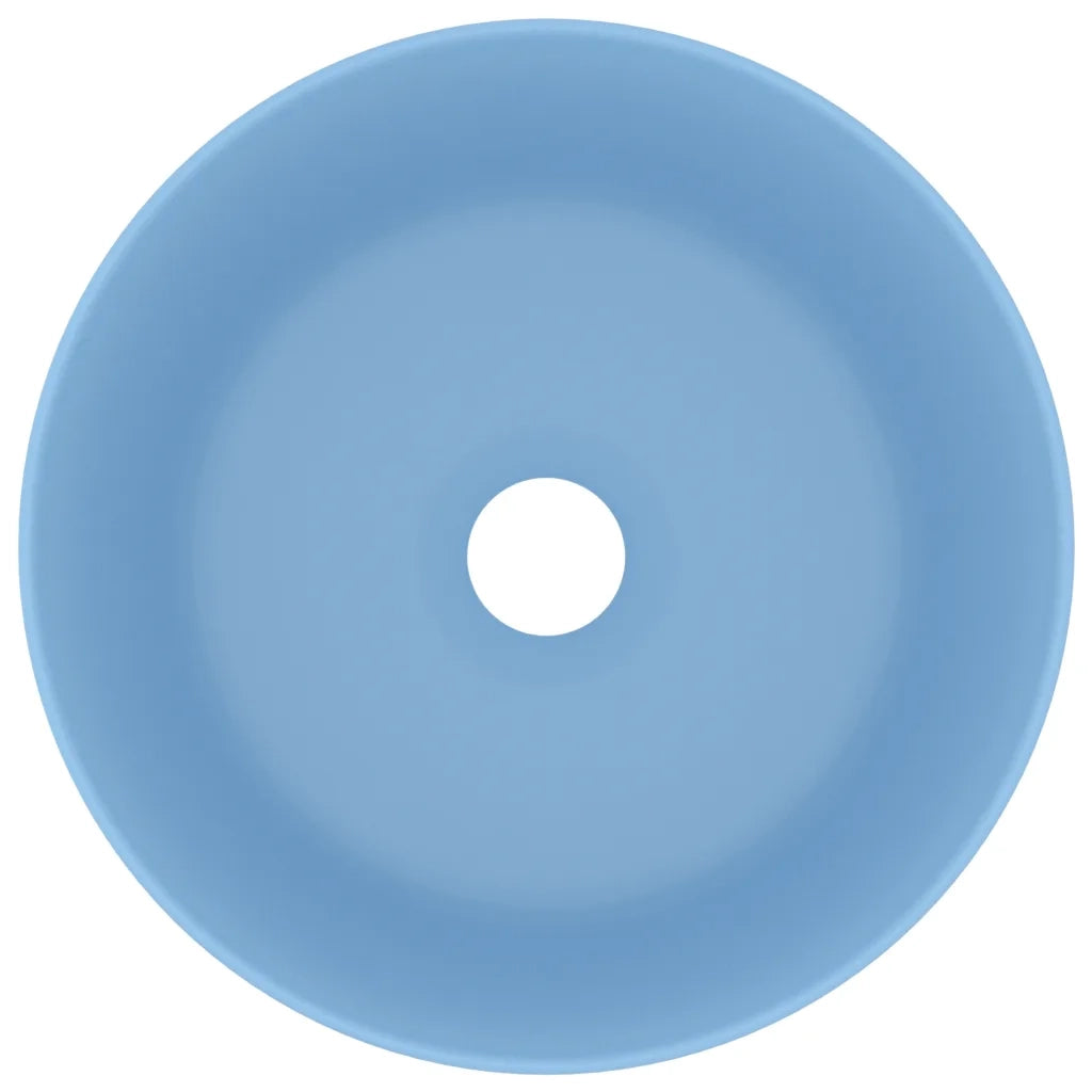 Lavandino Lusso Rotondo Azzurro Opaco 40x15 cm in Ceramica