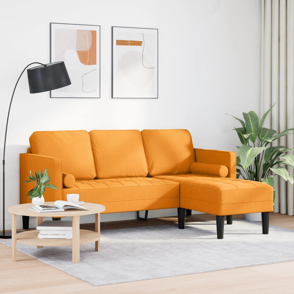Sofa L-Shaped a 3 posti Giallo Scuro 160 cm in Tessuto